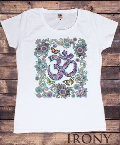 Women’s Top Om India zen Beautiful Butterflies Floral Flowers Print TS1116