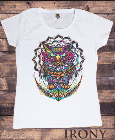 Women’s Tee Colourful Owl Abstract-Exotic Pattern Print TS1196