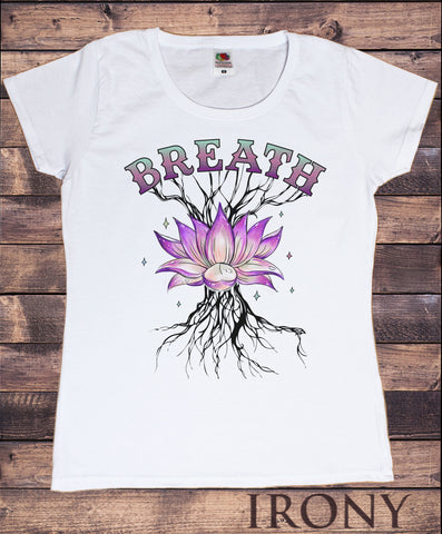 Womens T-Shirt Breath Lotus Tree roots Yoga Mediation Print TS1763