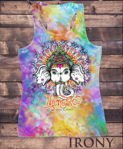Irony Vest Womens Vest Top,Namaste Ganesh Tie Dye meditation Zen print Sublimation Print SUB802