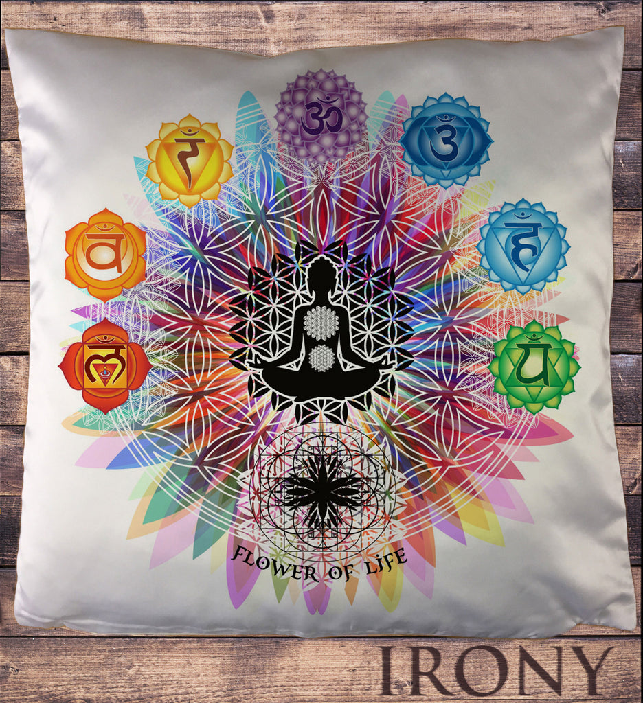 Flower Of Life Buddha Chakra Symbols Geometric Design Cushion Cover CUS796