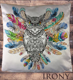 Tribal Red Indian Owl Native American Feathers Cushion Cover CUS926