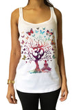 Jersey Tank Top Yoga Mediation India zen OM Tree Beautiful Butterflies Print JTK856