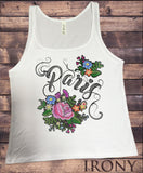 Jersey Tank Top Paris Embroidery Effect Flowers Icon Embroidery Rose Print JTK1011