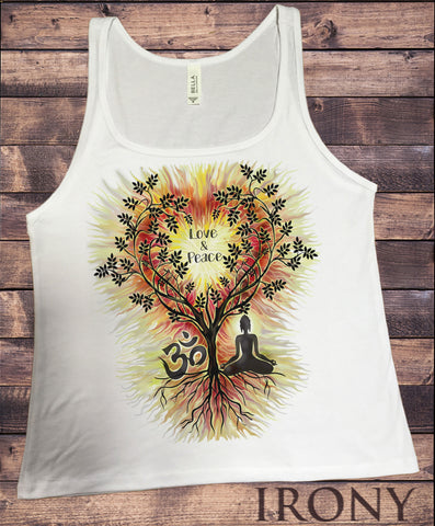 Jersey Tank 'Love & Peace' Buddha Yoga Meditation Om India zen OM Tree Heart JTK1071