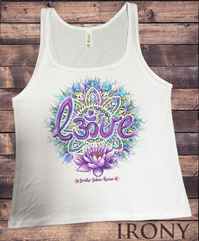 Jersey Tank Lotus Aztec 'Love' Breathe, Believe, Receive OM India Print JTK1074