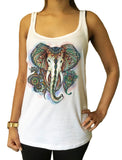 Jersey Tank Top Elephant Ganesh Ethnic Pattern Brushed Effect Aztec JTK1107