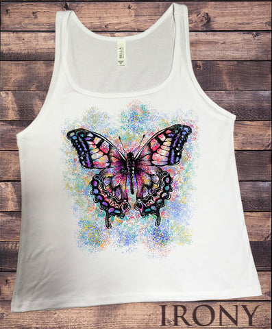 Jersey Tank Top Beautiful Butterflies Splatter paint Floral Print JTK1140