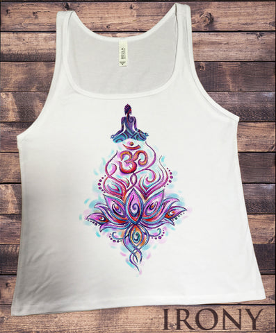 Jersey Top Illustrated Buddha Meditation Yoga Lotus Om Motif Print JTK1163