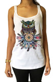 Jersey Top Colourful Owl Abstract- American Feathers Tribal Print JTK1169