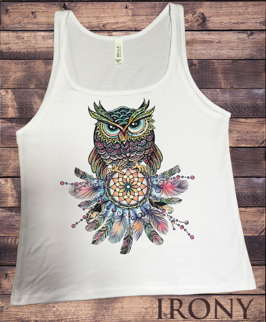 Jersey Top Colourful Owl Abstract- American Feathers Tribal Print JTK1169