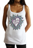 Jersey Top 'Exhale Love' Colourful Flower Love Heart Yoga Print JTK1195