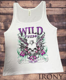 Jersey Top Wild Thing Born free Rock Chick Metal Skeleton Print JTK1208