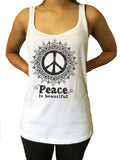 Jersey Top "Peace is beautiful" Flowery distort  Print JTK1299