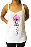 Jersey Tank Top Believe Lotus Flower- India Boho Flowery Zen Print JTK1304