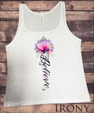 Jersey Tank Top Believe Lotus Flower- India Boho Flowery Zen Print JTK1304