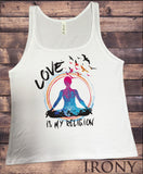 Jersey Tank Top Love Is My Religion Buddha Yoga Meditation Birds Peace Print JTK1332