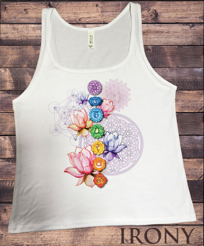 Jersey Tank Top Chakra Symbols Lotus Geometric Spiritual Design Print JTK1333