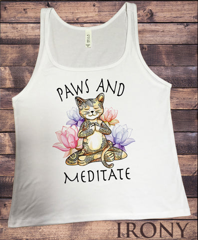 Jersey Top Yoga Cat Paws and Meditate - Lotus Meditation Cat Pose JTK1379