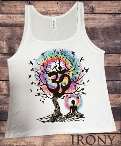 Jersey Tank Top Yoga Meditation India zen OM Tree Beautiful Birds Print JTK1424