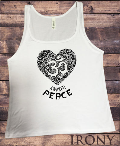 Jersey Tank Love & Peace Awaken Meditation Om Heart India zen JTK1480