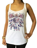 Jersey Top Dreamcatcher Tribal Red Indian Moon Eye American Feathers JTK1491