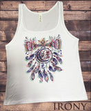 Jersey Top Dreamcatcher Tribal Red Indian Moon Eye American Feathers JTK1491