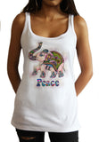 Jersey Tank Top Colourful Elephant Abstract Icon- Peace Novelty Print JTK1495
