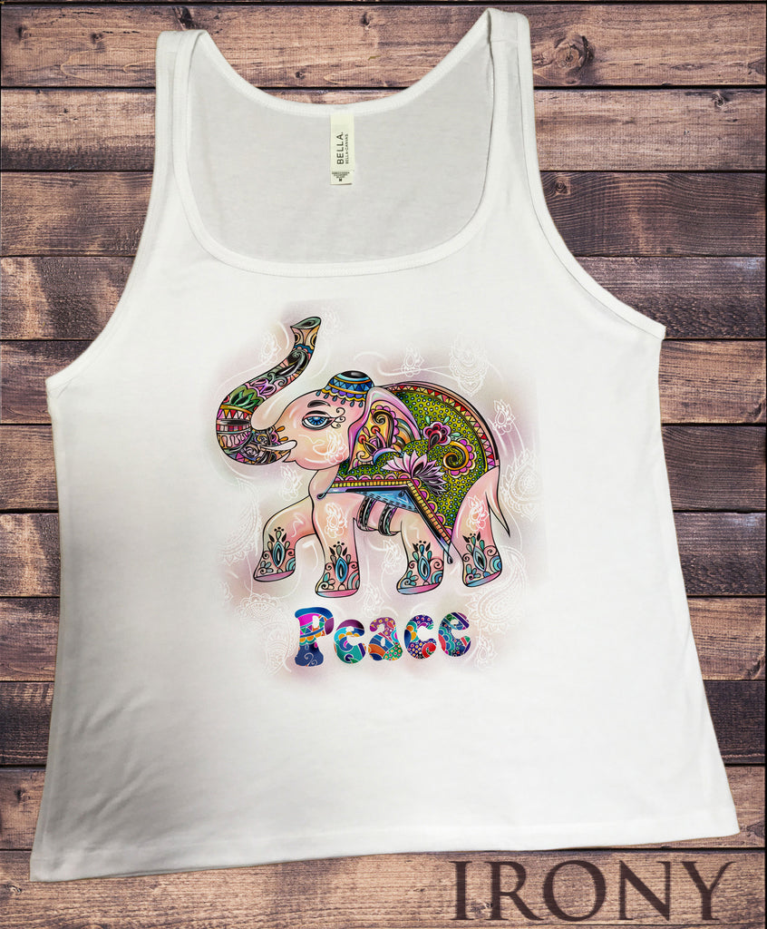 Jersey Tank Top Colourful Elephant Abstract Icon- Peace Novelty Print JTK1495