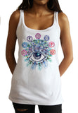 Jersey Top Chakra Eye Meditation Feathers  Peace Print JTK1498