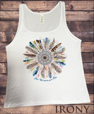 Jersey Tank Top Your Vibe Attract your Tribe Feather Ethnic Print JTK1547