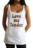 Women's Vest Top Leopard Skin Text,Love me Tender Slogan Graphic Print JTK1550