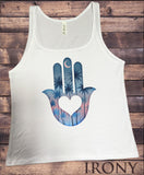 Jersey Top Hamsa Hand Tropical Palm Trees Heart Graphical Print JTK1556