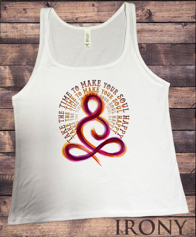 Jersey Tank Top "Take your time to make the soul happy" Flowery Pattern India om Zen JTK1597
