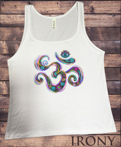 Jersey Tank Colourful Om Vibration Motif Meditation Universal Peace Zen Print JTK1606