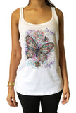 Jersey Tank Top Love Dream Inspire Butterfly Print JTK1609