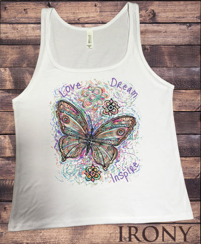 Jersey Tank Top Love Dream Inspire Butterfly Print JTK1609