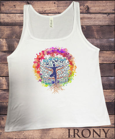 Jersey Tank Top Colourful Yoga Meditation Yoga Pose Grow Tree Print JTK1620