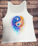 Jersey Tank Top Ying Yang Chinese Symbol Graphic Colourful Splatter Print JTK1624