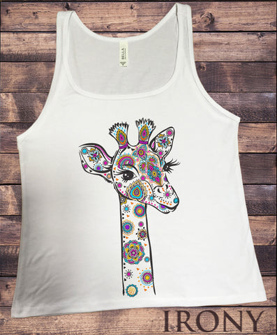 Jersey Top With Giraffe Colourful Ethnic Print JTK1649