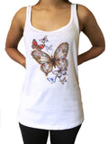 Jersey Tank Top With Large Butterfly- Butterflies Print JTK1673