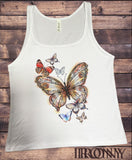 Jersey Tank Top With Large Butterfly- Butterflies Print JTK1673