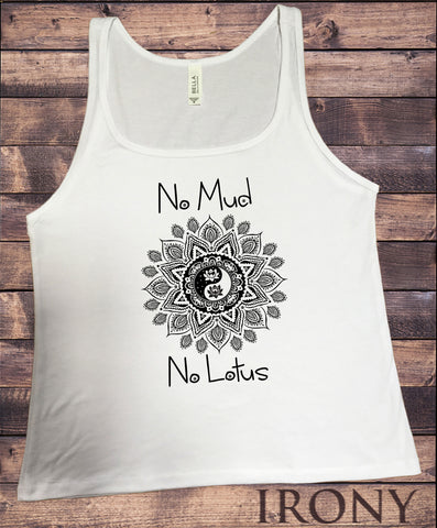 Jersey Tank Top "No Mud, No Lotus" Yoga Flowery Lotus Print JTK1676