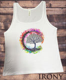 Jersey Tank Top Tree Graphic Colourful Splatter Print JTK1698