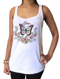 Jersey Top Beautiful Butterfly Love Flowers Retro Print JTK1720