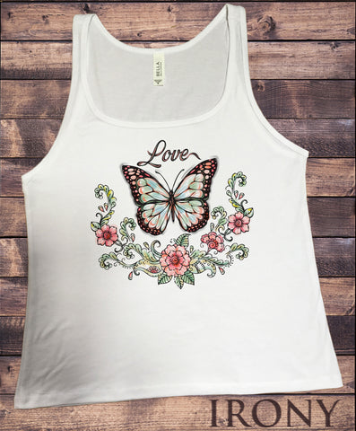 Jersey Top Beautiful Butterfly Love Flowers Retro Print JTK1720