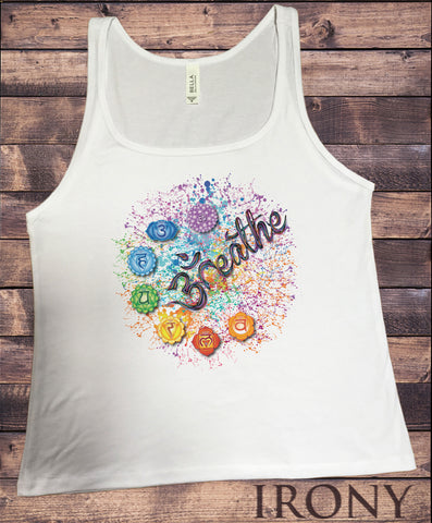 Jersey Tank Top Breathe Om Yoga Meditation Chakra Symbols Print JTK1737