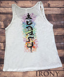 Jersey Tank Top Yoga Meditation Om Colourful Splatter zen Peace JTK1740