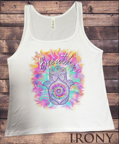 Jersey Top Hamsa Hand Of Fatima Colourful Breathe Peace Print JTK1791