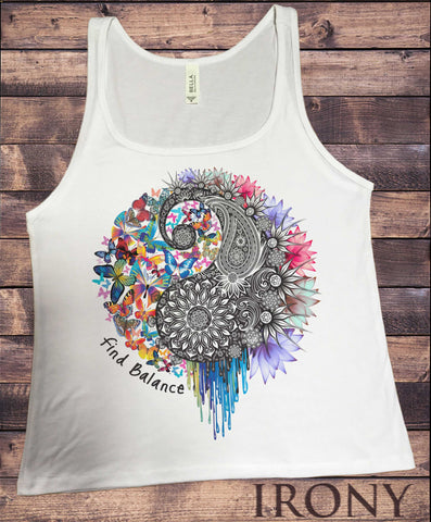 Jersey Tank Top Yin Yang Find Balance Splatter Paint Lotus Print JTK273